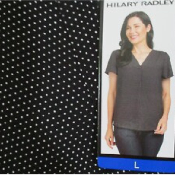 V-Neck Top with Black and White Polka Dots - Picture 2 of 5